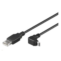 Kábel USB PREMIUMCORD 2.0 Spojovací uhol A-Micro B 90 stupňov 1.8 m (čierna)