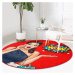 Červený prateľný okrúhly koberec vhodný pre robotické vysávače ø 100 cm Comfort – Mila Home