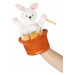 Plyšový zajačik bábkové divadlo Robin Rabbit Kachoo Kaloo prekvapenie v kvetináči 25 cm pre najm