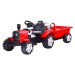 mamido  Detský elektrický traktor s prívesom červený