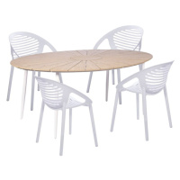 Súprava 4 bielych jedálenských stoličiek Jaanna a prírodného stola Marienlist - Bonami Essential
