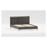 Tmavosivá čalúnená dvojlôžková posteľ s roštom 140x200 cm Tina – Ropez