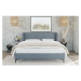 Modrá čalúnená dvojlôžková posteľ s roštom 140x200 cm Basti – Ropez