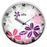 Nástenné hodiny MPM, 3087.7223 - strieborná matná/ružová, 30cm