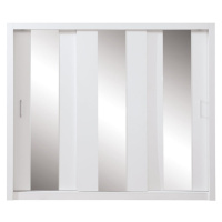 Šatníková skriňa Cadu so zrkadlom - 250x215x60 cm (biela)