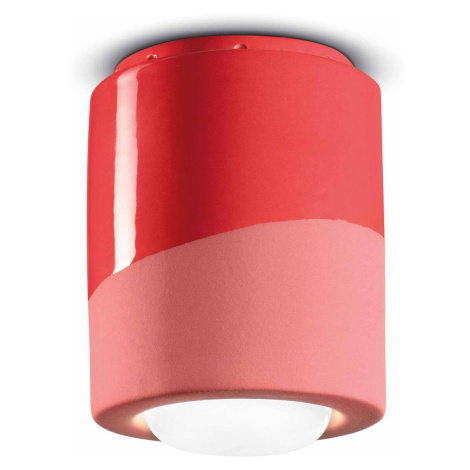 PI stropné svietidlo, valcové, Ø 12,5 cm, červené Ferro Luce