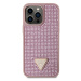 Plastové puzdro Guess na Apple iPhone 14 Pro Max GUHCP14XHDGTPP Rhinestones Triangle Metal Logo 