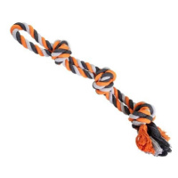 HIP HOP DOG HHD bavlnené dvojité lano 3 knoty 60cm/ 450g šedá, oranžová, tm.šedá