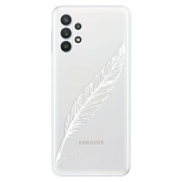 Odolné silikónové puzdro iSaprio - Writing By Feather - white - Samsung Galaxy A32