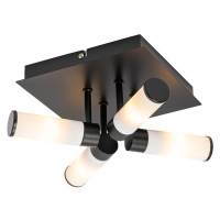 Moderné kúpeľňové stropné svietidlo čierne 4-svetlo IP44 - Vaňa