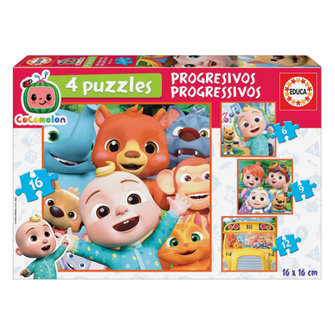 Puzzle Cocomelon Progressive 4v1 Educa 6-9-12-16 dielov od 4 rokov