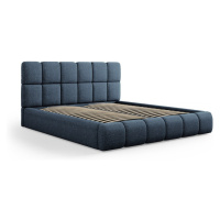 Tmavomodrá čalúnená dvojlôžková posteľ s úložným priestorom s roštom 180x200 cm Bellis – Micadon