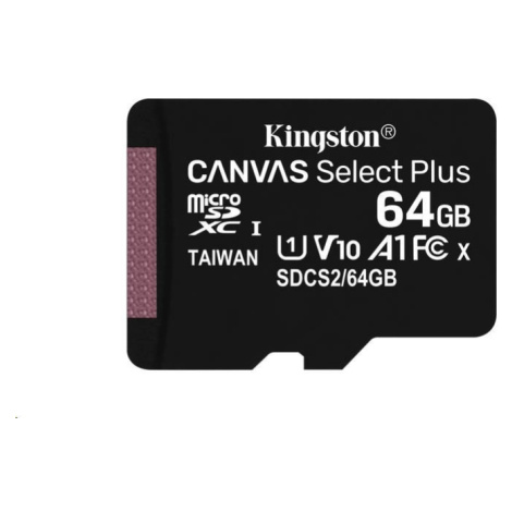 Kingston 64GB micSDXC Canvas Select Plus 100R A1 C10 - 1 ks