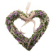 Závesné machové srdce so sušenými kvietkami, fialová, 30 x 4 cm