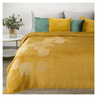 domtextilu.sk Medovo žltá teplá deka so zlatým vzorom lístia 150 x 200 cm 45038 Žltá