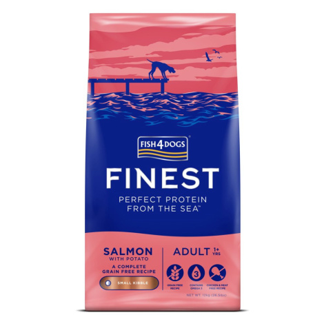 FISH4DOGS Granule malé pre dospelých psov Finest losos so zemiakmi 12kg, 1+