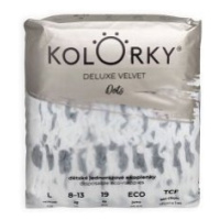 KOLORKY Deluxe Velvet - Bodky - L (8-13 kg) jednorazové eko plienky so zamatovým povrchom 19 ks