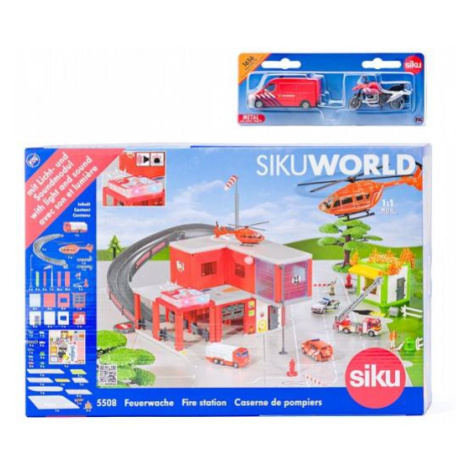 SIKU World - požiarna stanica s hasičským autom