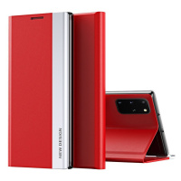 Xiaomi Redmi Note 12 4G, bočné otváracie puzdro, stojan, Wooze Silver Line, červená