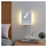 Lucande LED nástenné bodové svietidlo Zavi, biele, zástrčka, polička, USB