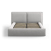 Svetlosivá čalúnená dvojlôžková posteľ s úložným priestorom a roštom 140x200 cm Arendal – Cosmop