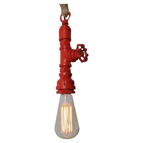 Závesná lampa Vintage s konopným lanom červená Näve