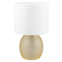 Stolová lampa v bielej a zlatej farbe s textilným tienidlom (výška 29 cm) Vela – Trio