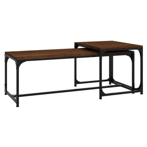 vidaXL Konferenčné stolíky 2 ks hnedý dub spracované drevo