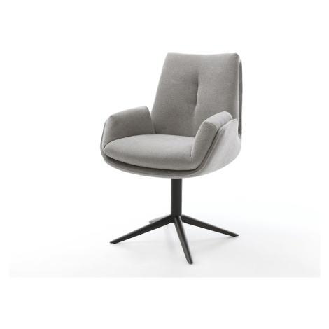 DELIFE Jedálenská stolička Clea-Flex texturovaná látka mäkký sivá krížová podstava čierna 360° o