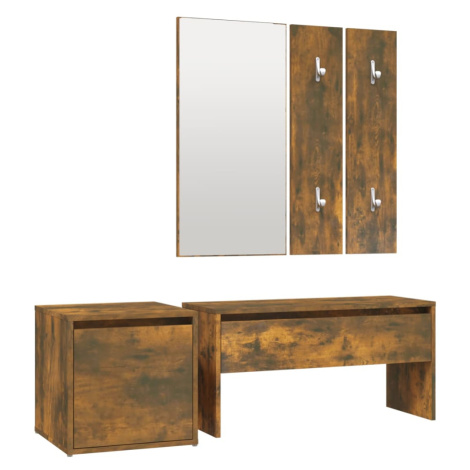 vidaXL Súprava nábytku do chodby dymový dub spracované drevo