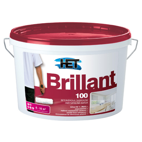 Brillant 100 - Umývateľná farba na steny biela 1,5 kg Het