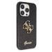 Guess PU Fixed Glitter 4G Metal Logo Zadný Kryt pre iPhone 15 Pro Max Black