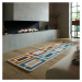 Modro-oranžový ručne tkaný vlnený behúň 60x230 cm Retro Blocks – Flair Rugs