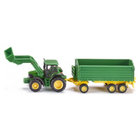 Siku Farmer John Deere s čelným nakladačom a prívesom 1:87