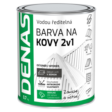 DENAS 2V1 - antikorózna farba na kov 0,7 kg 911 - strieborný