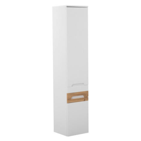 Kúpeľňová závesná skrinka vysoká Galaxy 800 2D/1S alpská biela/dub votan Comad