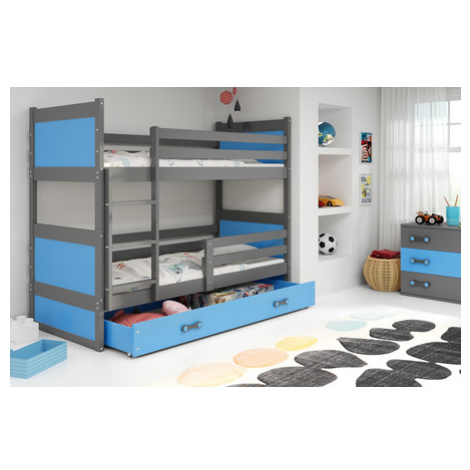 Detská poschodová posteľ RICO 190x80 cm Modrá Sivá BMS