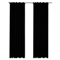 SHUMEE Zatemňovacie závesy s háčikmi vzhľad ľanu, 2 ks, 140 × 245 cm, čierne