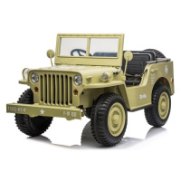 mamido  Detský elektrický vojenský Jeep Willys 4x4 trojmiestny béžový