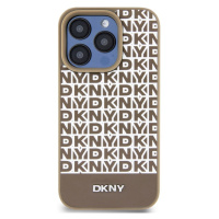 DKNY PU Leather Repeat Pattern Bottom Stripe MagSafe Apple iPhone 14 Pro Max DKHMP14XPSOSPW Brow