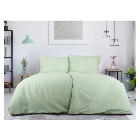 Zelené krepové obliečky na jednolôžko 140x200 cm Green Flowers – B.E.S.