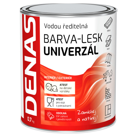 DENAS UNIVERZAL lesk - farba na kov a drevo 0,7 kg 0840 - červenohnedá