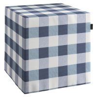 Dekoria Poťah na taburetku,kocka, modro - biele veľké káro, 40 x 40 x 40 cm, Quadro, 136-03