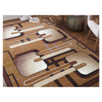 DY Hnedý vzorovaný retro koberec Alf Rozmer: 90 x 310 cm