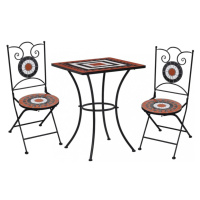 Mozaikový bistro set 3 ks Dekorhome Bílá / oranžová