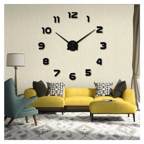 3D Nalepovacie hodiny DIY Clock 1-12, Black 80-130cm