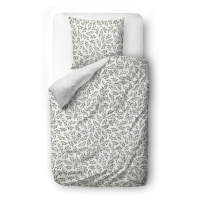 Biele/sivé obliečky na jednolôžko z bavlneného saténu 140x200 cm Mistletoe Kiss – Butter Kings