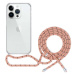 Spello Crossbody kryt so šnúrkou pre iPhone 15 Plus transparentná / ružová šnúrka