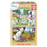 Drevené puzzle pre deti Disney zvieratká Educa 2x25 dielov