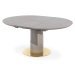 HALMAR Muscat okrúhly rozkladací jedálenský stôl sivý mramor / svetlosivá / zlatá